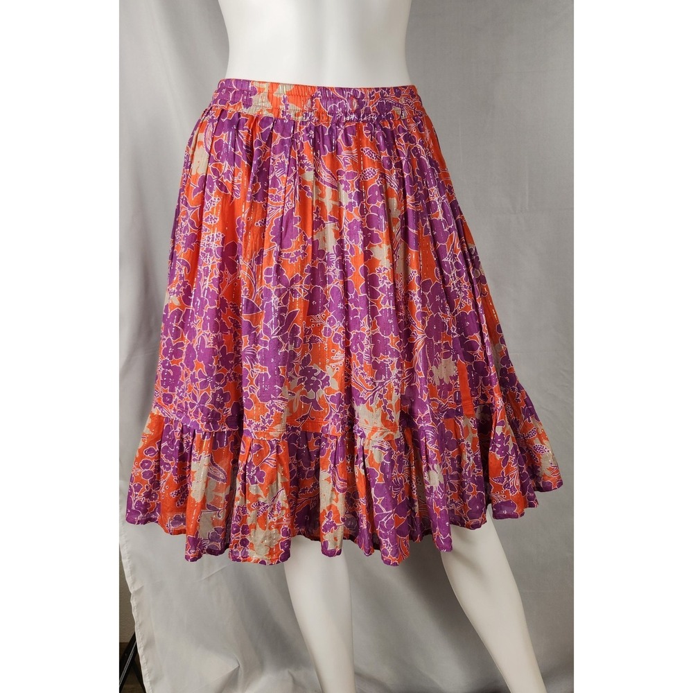 Old Navy Purple and Orange Knee Length Peasant Flowy Skirt Ruffle Hem  Womens XS
